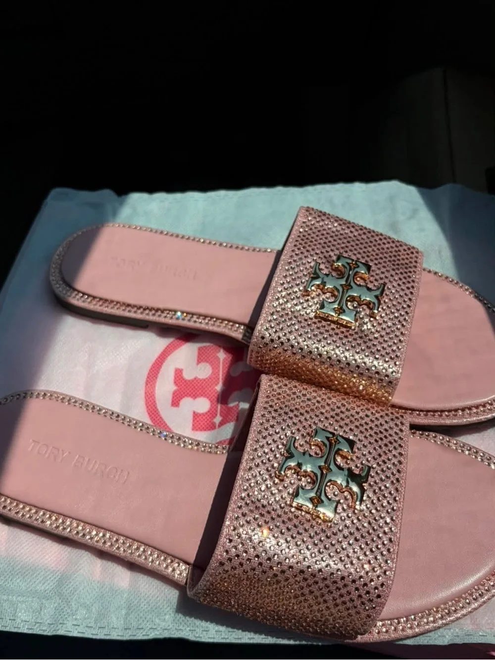 Tory Burch Rose Pink Crystal Slide Sandals- 36/6.5-7